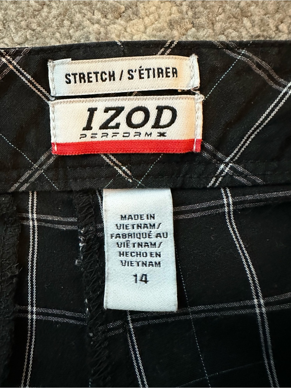 Izod Black Plaid Bermuda Golf Shorts - Picture 3 of 4